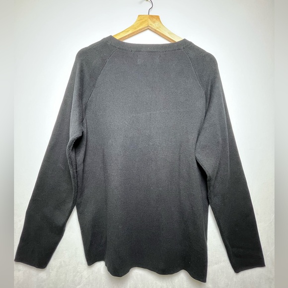 Elina Casell NEW Women’s Size Large Black Knit Cotton pullover Sweater 3-button - Picture 4 of 5